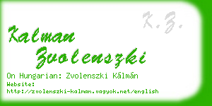 kalman zvolenszki business card